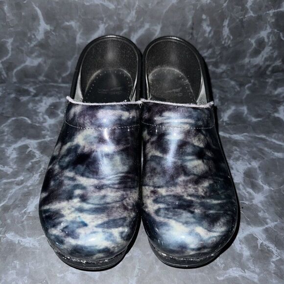Dansko Professional Clogs Blue/Black Swirl Marble Leather Women’s Size 10.5-11 - Picture 2 of 6